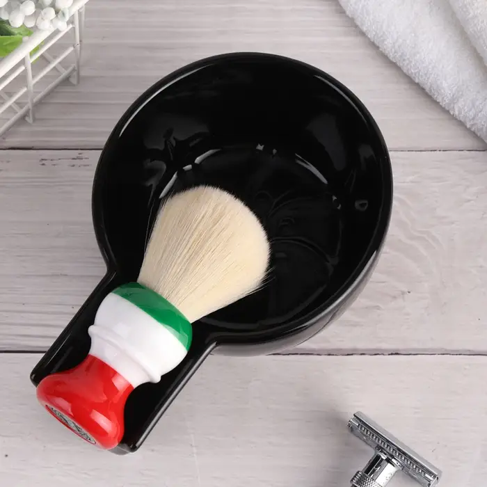 Yaqi-Filles de rasage en céramique pour hommes, brosse de haute qualité, document noir