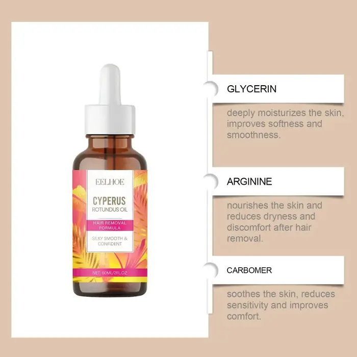 Huile de Cyperus Rotundus pour le corps, apaisante après épilation, inhibiteur de repousse des poils, soin après épilation pour une peau lisse