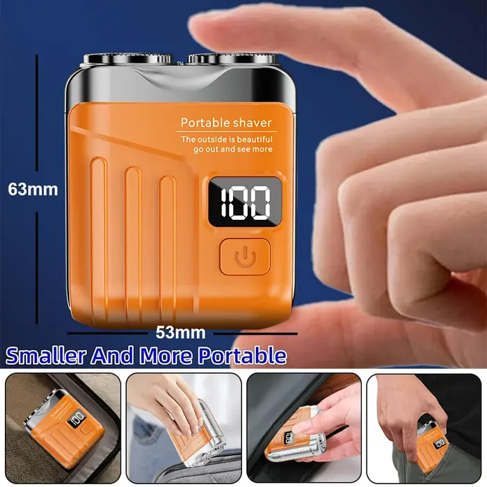 Rasoir électrique hommes tondeuse à barbe utilisation sèche et humide double lames rasoir USB Rechargeable Mini Portable visage barbe rasoir pour voyage à la maison