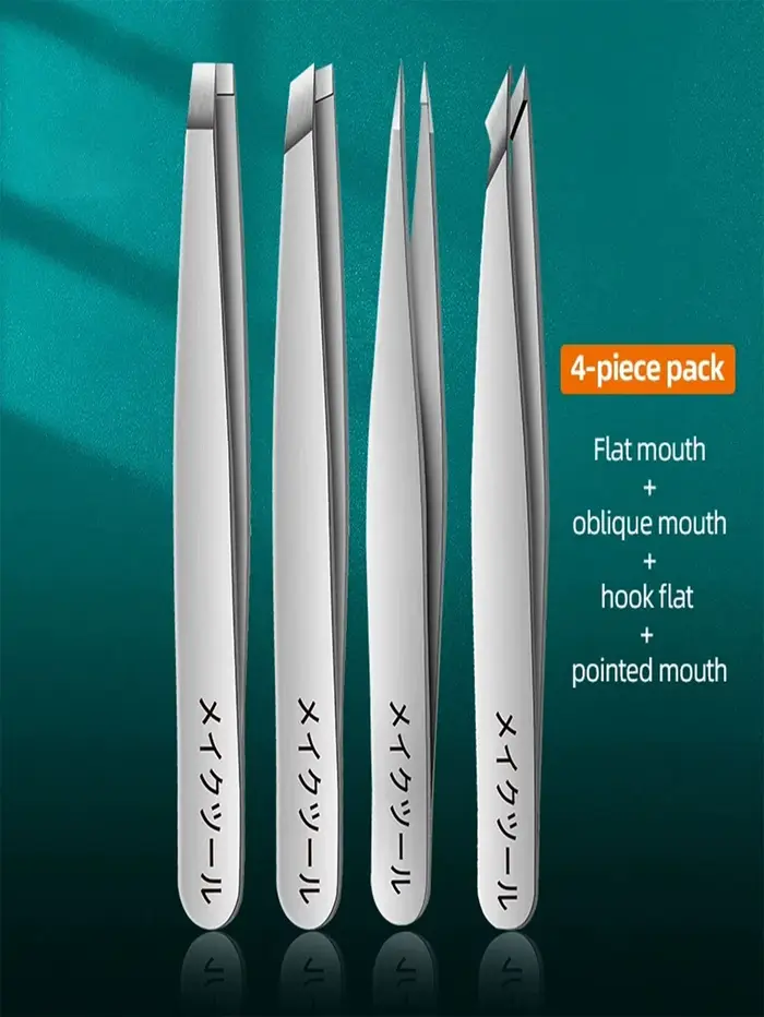 4 ensembles de pinces roses pour le nettoyage quotidien des sourcils, des cils et des moustaches