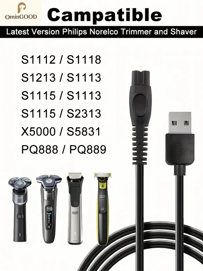 Chargeur pour rasoir Philips Norelco MG9520/50 MG7910/49 MG5910/49 PQ888 PQ889 S1112 S1118 QP2724/90 QP2834/70 S2313 X5000 S5831