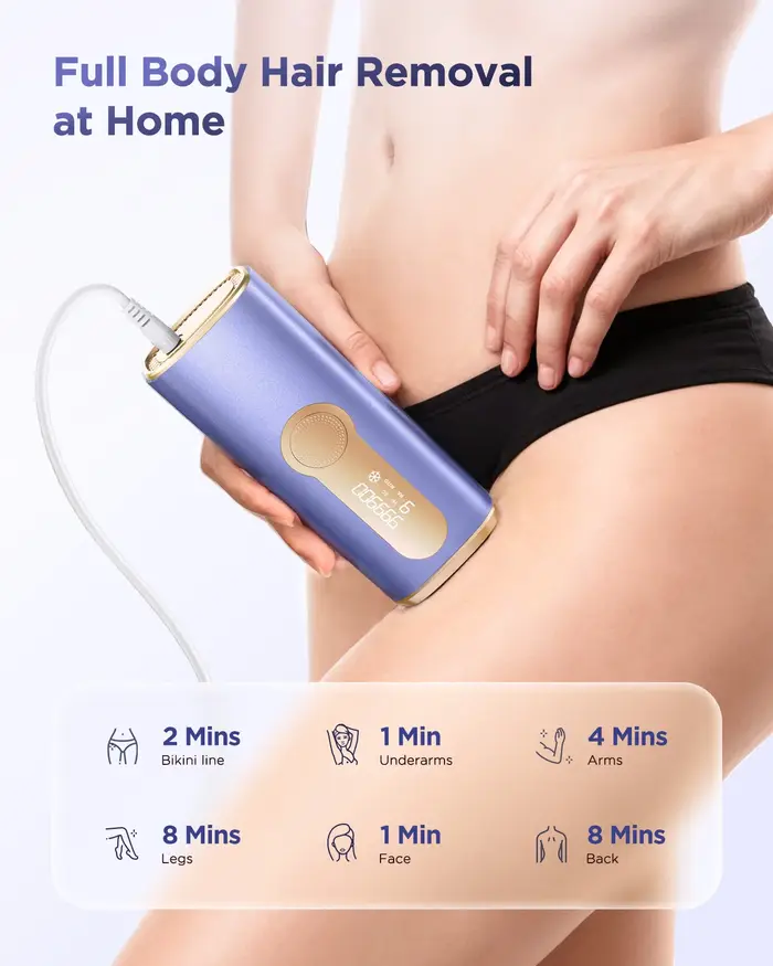 Appareil d'épilation IPL à 9 niveaux avec refroidissement par glace, épilateur laser à domicile pour femmes, appareil de beauté pour une peau lisse et indolore