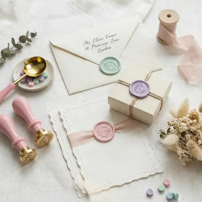 Kit de sceau de cire, avec cuillère à faire fondre les perles de cire et ensemble de bougies, kit de tampon à sceau de cire, pour la création de bijoux DIY et les invitations de mariage