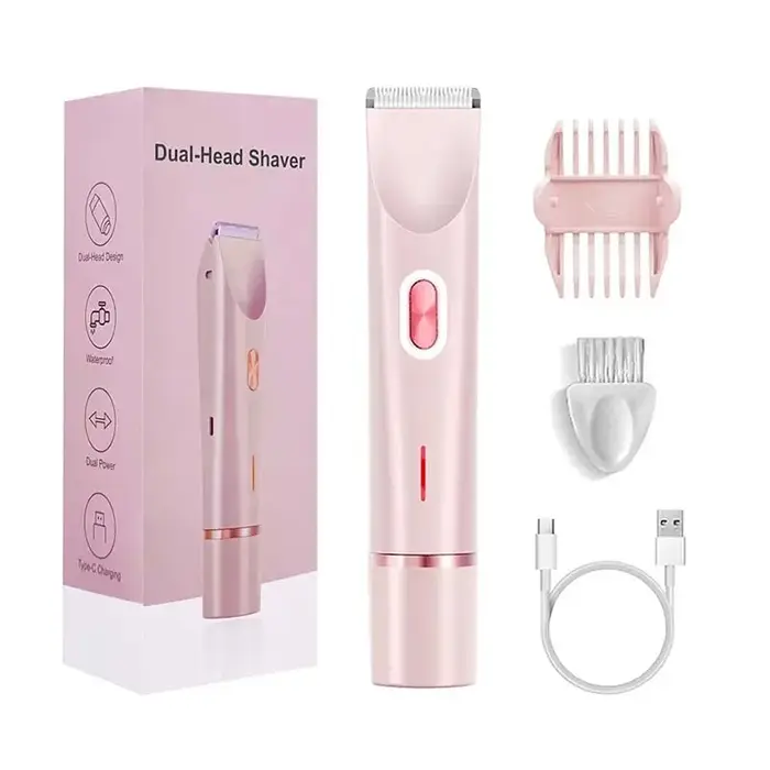 Rasoir électrique rechargeable pour femme, Double tête, étanche, pour Bikini, 2 en 1, épilation du c