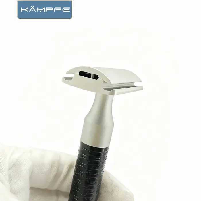 Rasoir de sécurité manuel en acier inoxydable KAMPFE, rasoir à double tranchant de style ancien avec