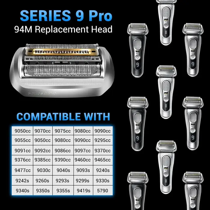 Tête de rasage de rechange Electric Series 9 Pro 94M pour rasoir électrique Braun 94M 9030S 9040S 9050CC 9070CC 9040s9 (1 paquet)