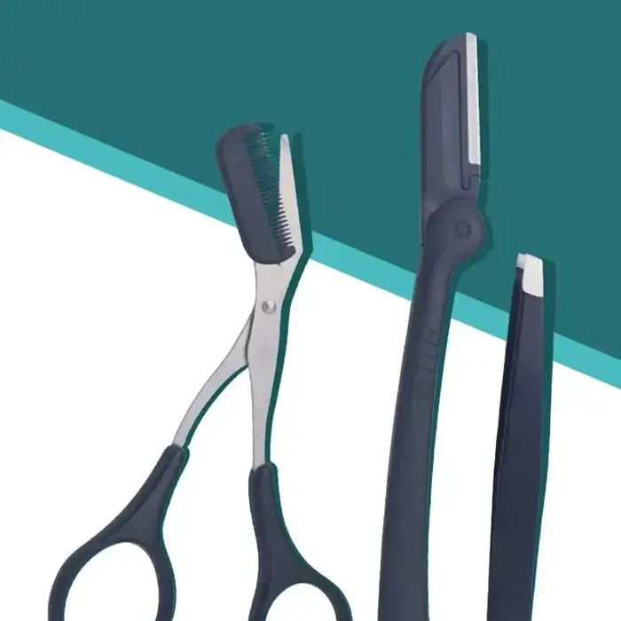 1/3 pièces pince à sourcils en acier inoxydable peigne ciseaux tondeuse