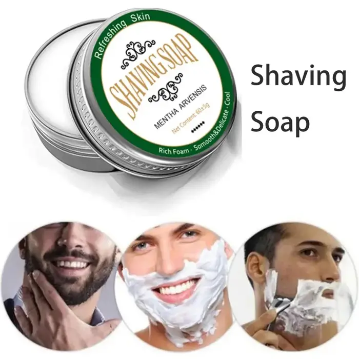 Savon de rasage pour barbe homme, doux, hydratant, lisse, Premium, saveur de menthe, mousse, abondan