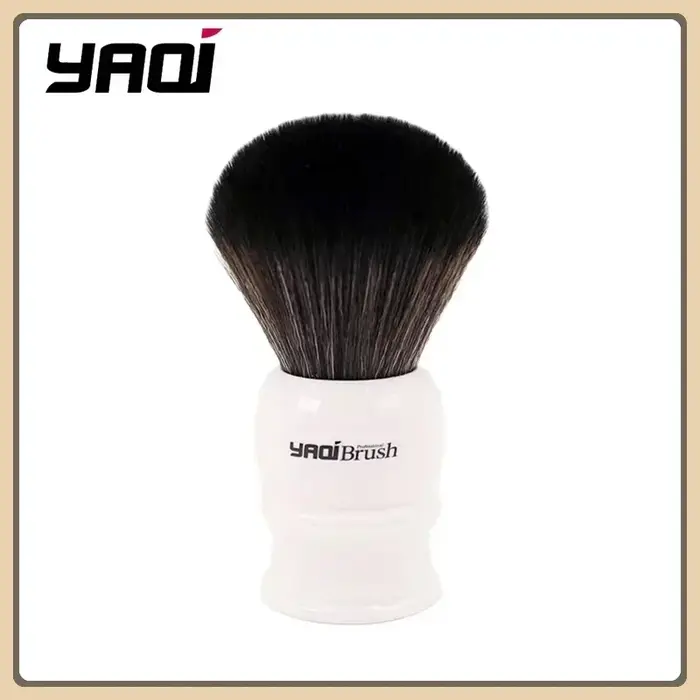 Brosse de rasage humide Yaqi 30mm taille noeud blanc poignée noir cheveux synthétiques
