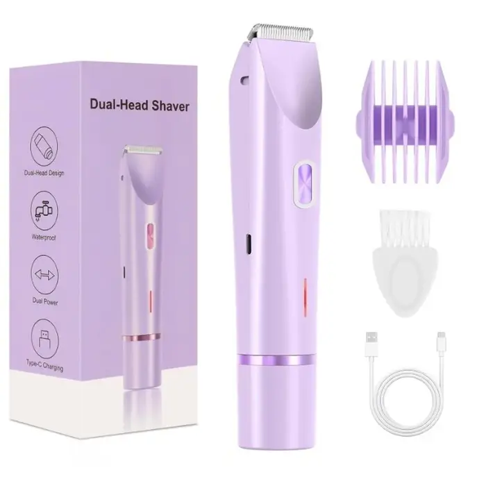 Rasoir électrique pour femme, tondeuse bikini double tête, rasoir électrique étanche et indolore pou
