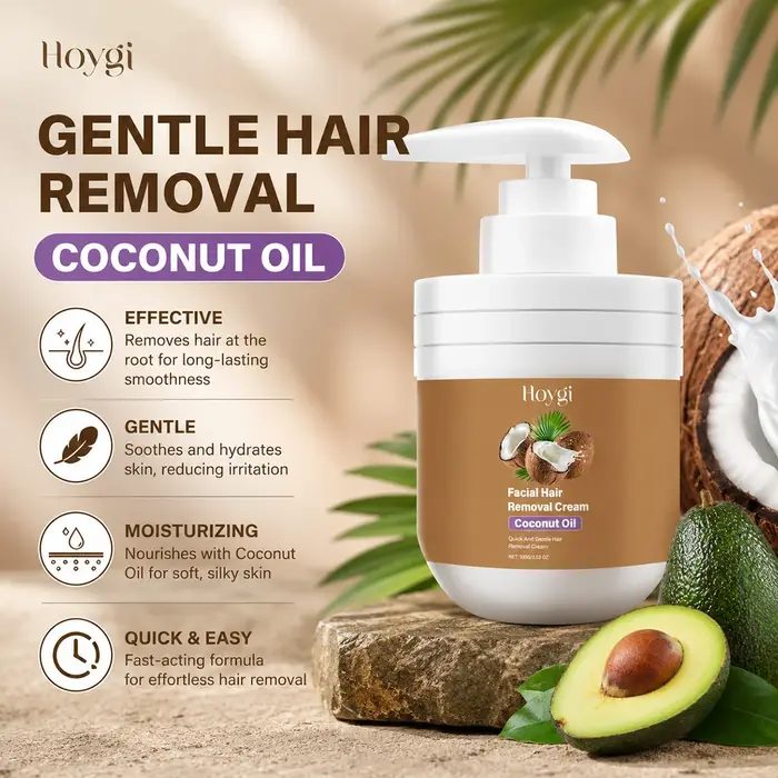 Crème dépilatoire pour le visage à l'huile de coco