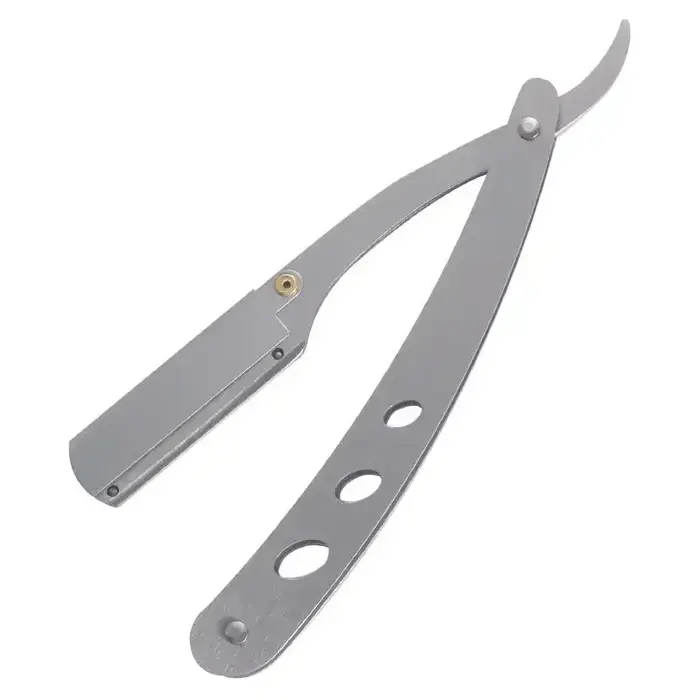 Rasoir de barbier professionnel manuel en acier inoxydable avec lame, pliable pour homme