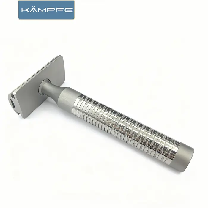 Rasoir de sécurité manuel en acier inoxydable KAMPFE, rasoir à double tranchant de style ancien avec