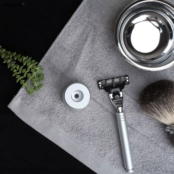 IRAZOR Classic Mach 3 Kit de rasoir 3 couches avec support-barbier