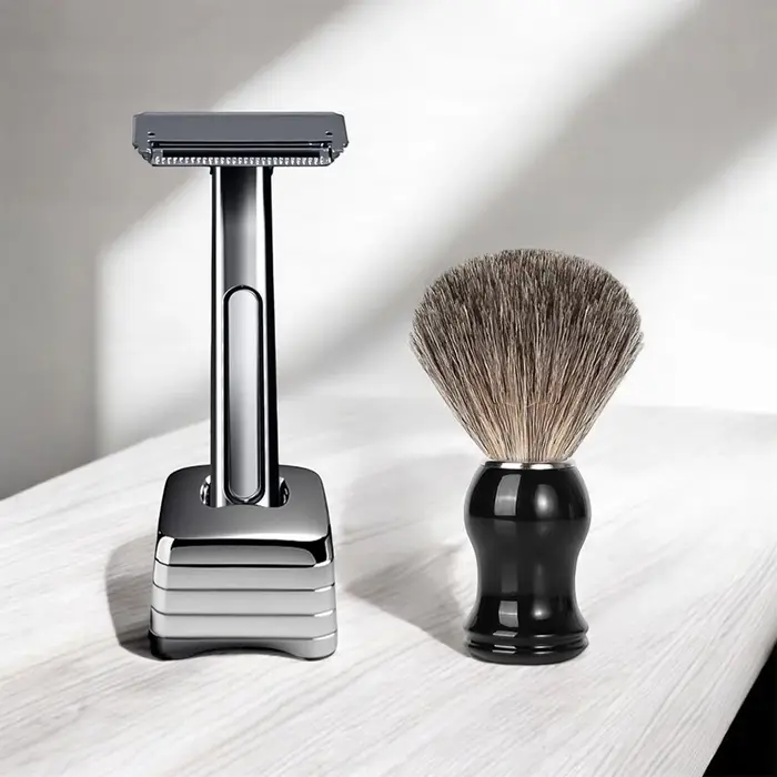 Whityle 02B brosse de rasage en poils de blaireau Super doux pour homme soins de la barbe toilettage pour hommes