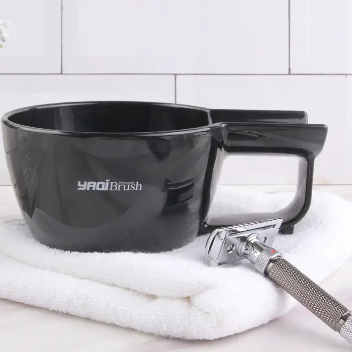 Yaqi bol de rasage en plastique de couleur noire de haute qualité pour hommes pinceau