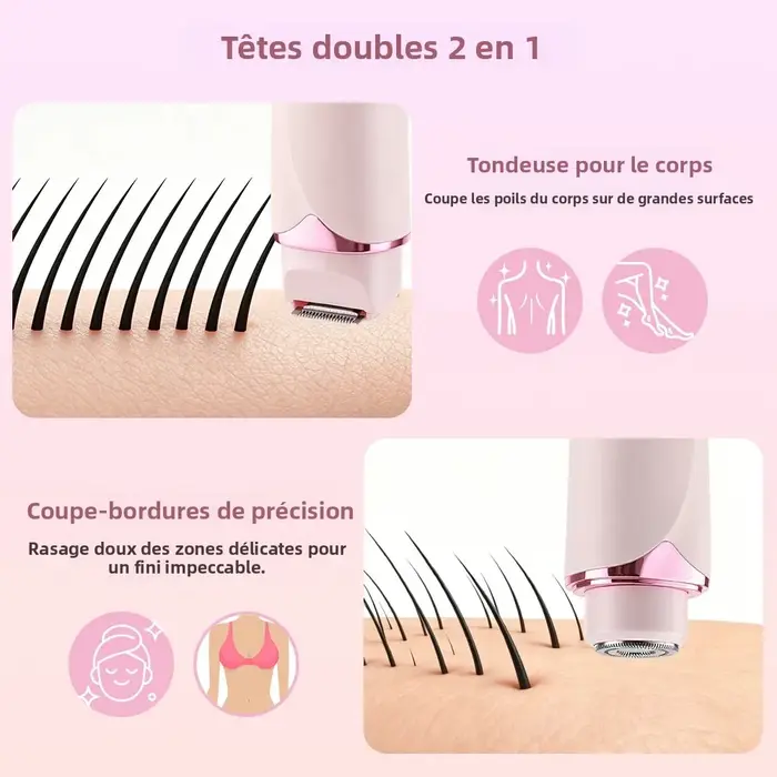 Rasoir électrique double tête 2 en 1 pour femmes