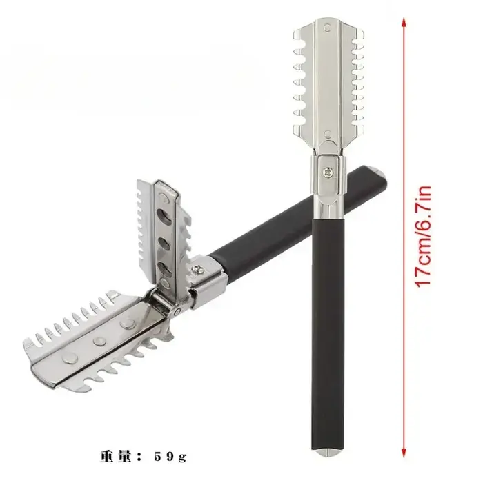 Manche en caoutchouc professionnelle bord amovible en acier inoxydable rasoir de rasage professionnel barbier cheveux rasoirs droits