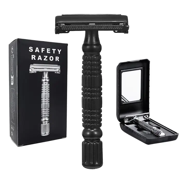 Rasoir de sécurité à double tranchant, rasoir métallique à l'ancienne, pour barbe, rasage humide, ou