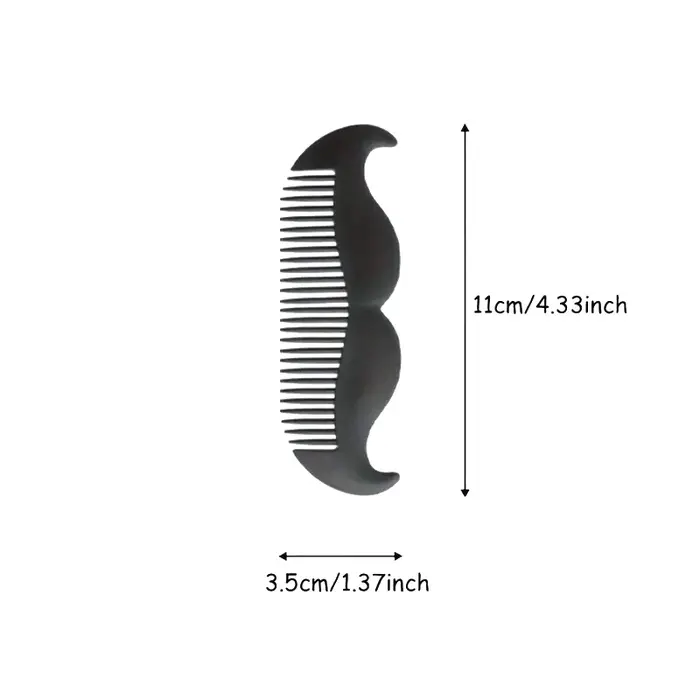 Peigne noir pour hommes, Mini peigne à barbe de poche pour hommes, moustache en plastique, brosse à 