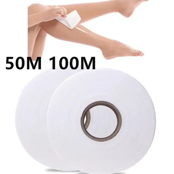 1 rouleau 50m 100m tissu non tissé corps cheveux enlever cire rouleaux de papier bandes