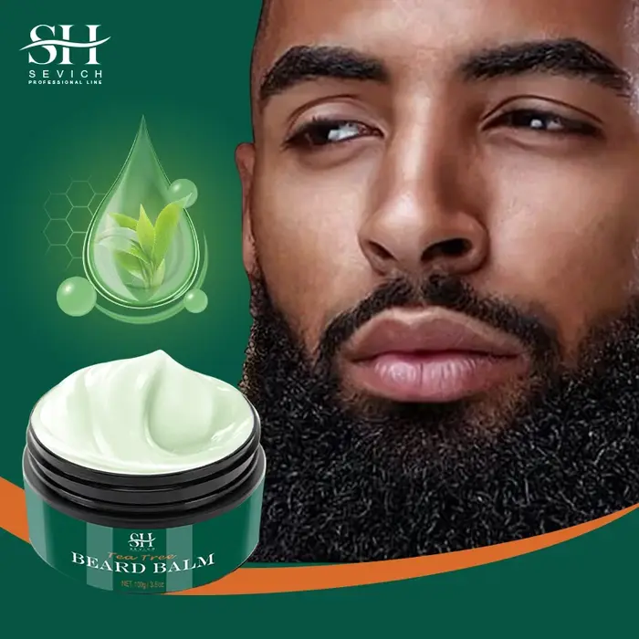 Crème à barbe pour hommes 100% naturel arbre à thé effet hydratant après-shampooing pour barbe soin