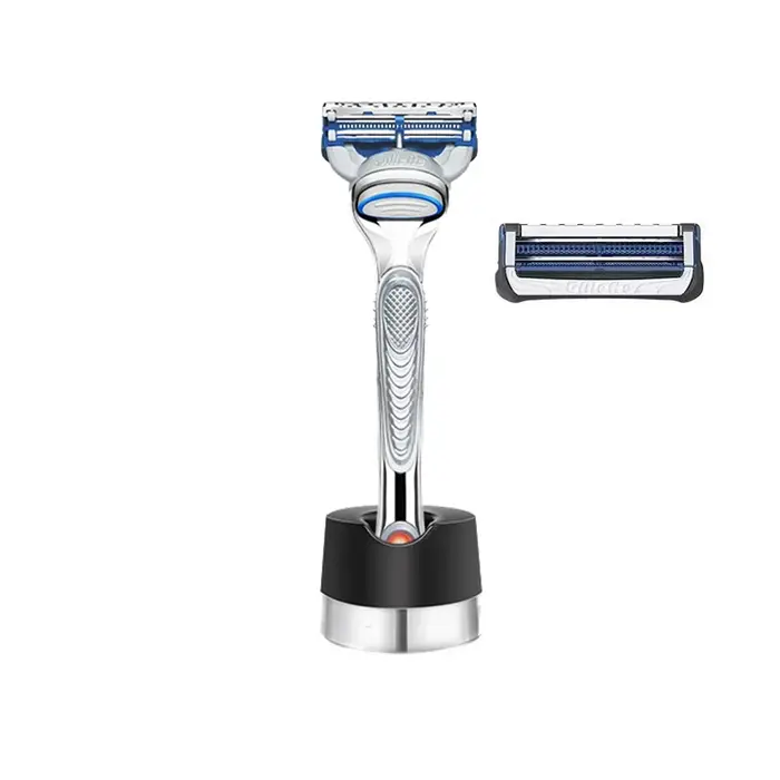 Rasoir manuel Gillette SkinGuard, 2 lames nano fines, peigne de protection pour la peau, bandes lubrifiantes, pour peaux sensibles et sujettes à l'acné, rasoir pour débutants
