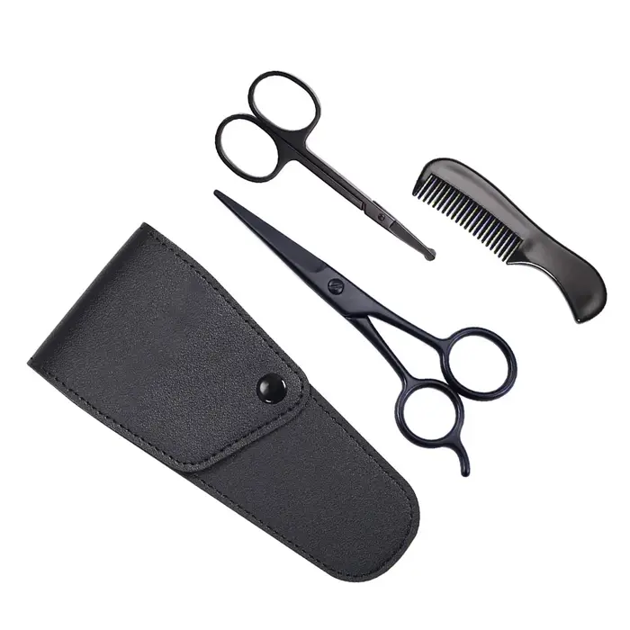 Kit de peigne à barbe avec ciseaux et brosse, cadeau idéal pour les hommes, ensemble d'outils de cou