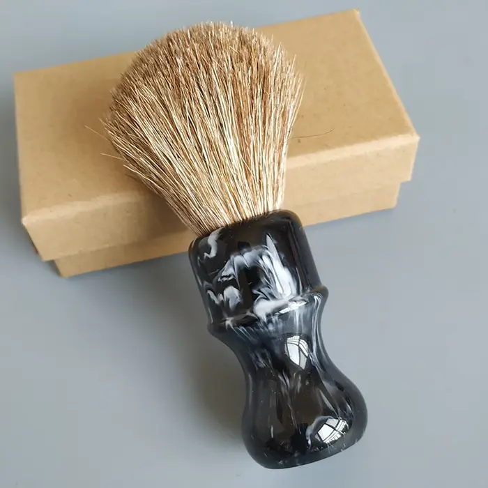 Dscosmetic-Brosse de rasage en crin de cheval doux brun pour homme, rasage humide, 24mm
