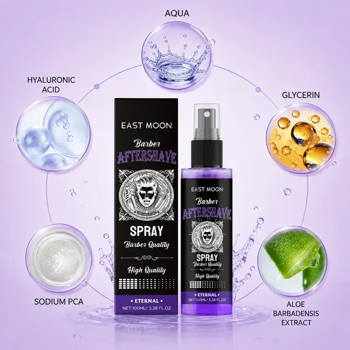 Spray après-rasage pour hommes, frais, apaisant, hydratant, doux, non-irritant, pour usage quotidien chez le barbier ou à la maison.
